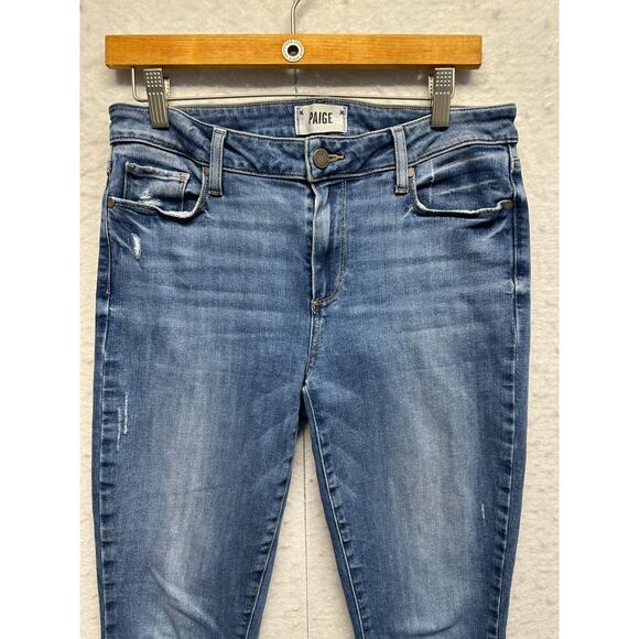 PAIGE Womens Size 30 Verdugo Ankle Skinny Distressed Stretch Denim Raw Hem Jeans - Picture 3 of 11